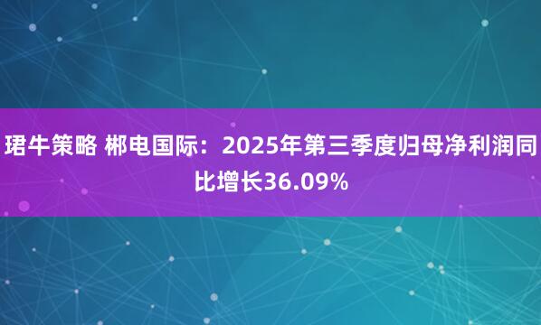 珺牛策略 郴电国际：2025年第三季度归母净利润同比增长36.09%